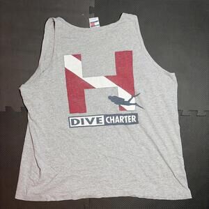 Vintage 90s Tommy Hilfiger Athletics Tank Top T Shirt Adult XL Gray Mens Aquatic